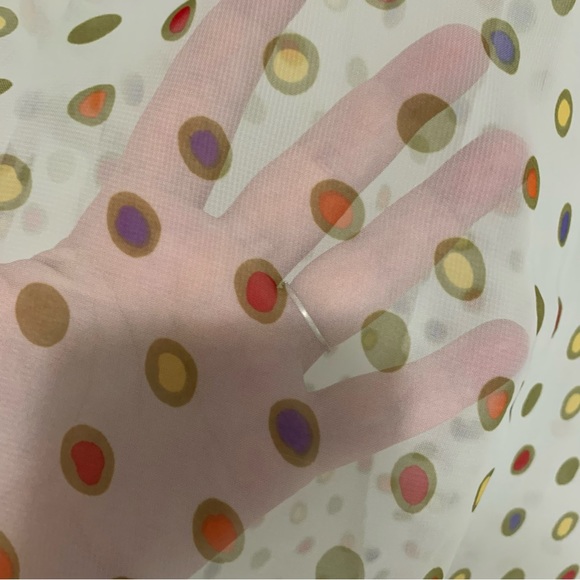 Vintage 70’s Sheer Multicolored Polka Dot Button Up Collared Blouse Size Large - Picture 4 of 9